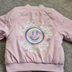 Old Navy Zip-Front Toddler Pink Satin Bomber Jacket | Sz 2T | NWT